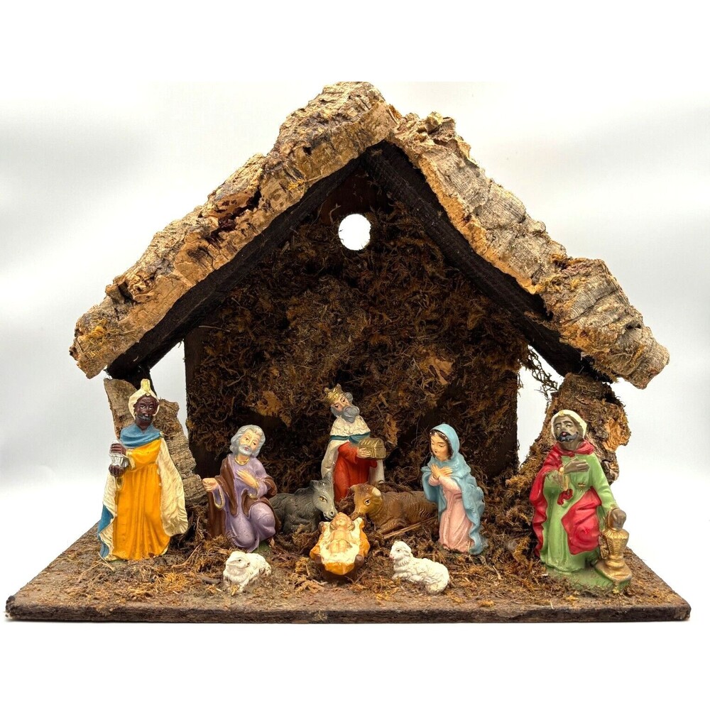 VTG Manger Scene Crèche Made In Italy Mary, Joseph, Baby Jesus, Sheep, Wisemen